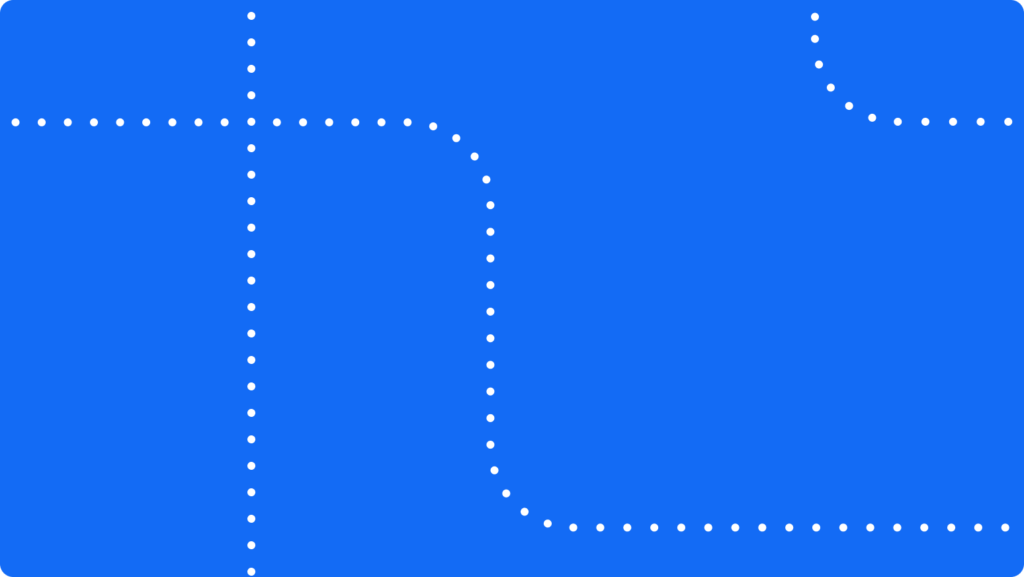 A blue rectangle with white dotted lines running through it.