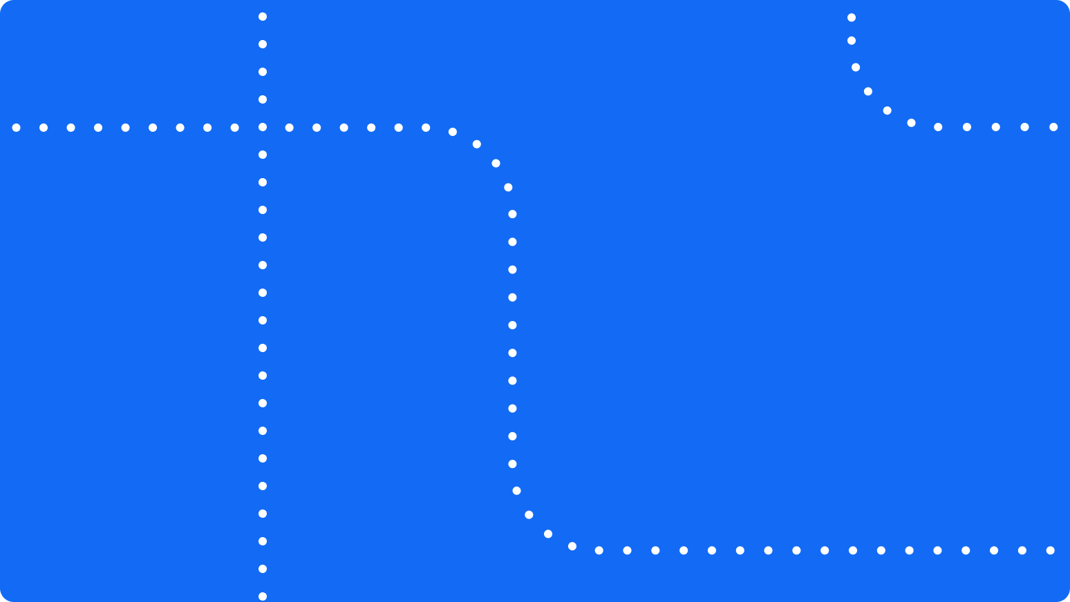 A blue rectangle with white dotted lines running through it.