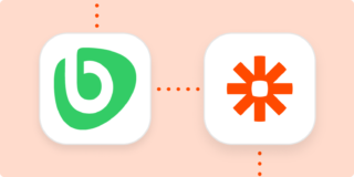 Bonusly and Zapier logos on an orange background.