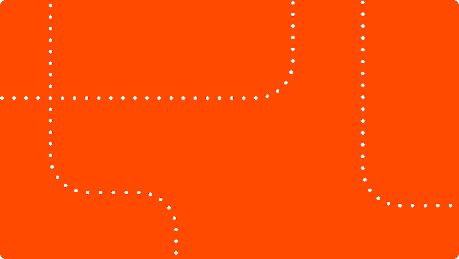 An orange rectangle with dotted white lines running through it