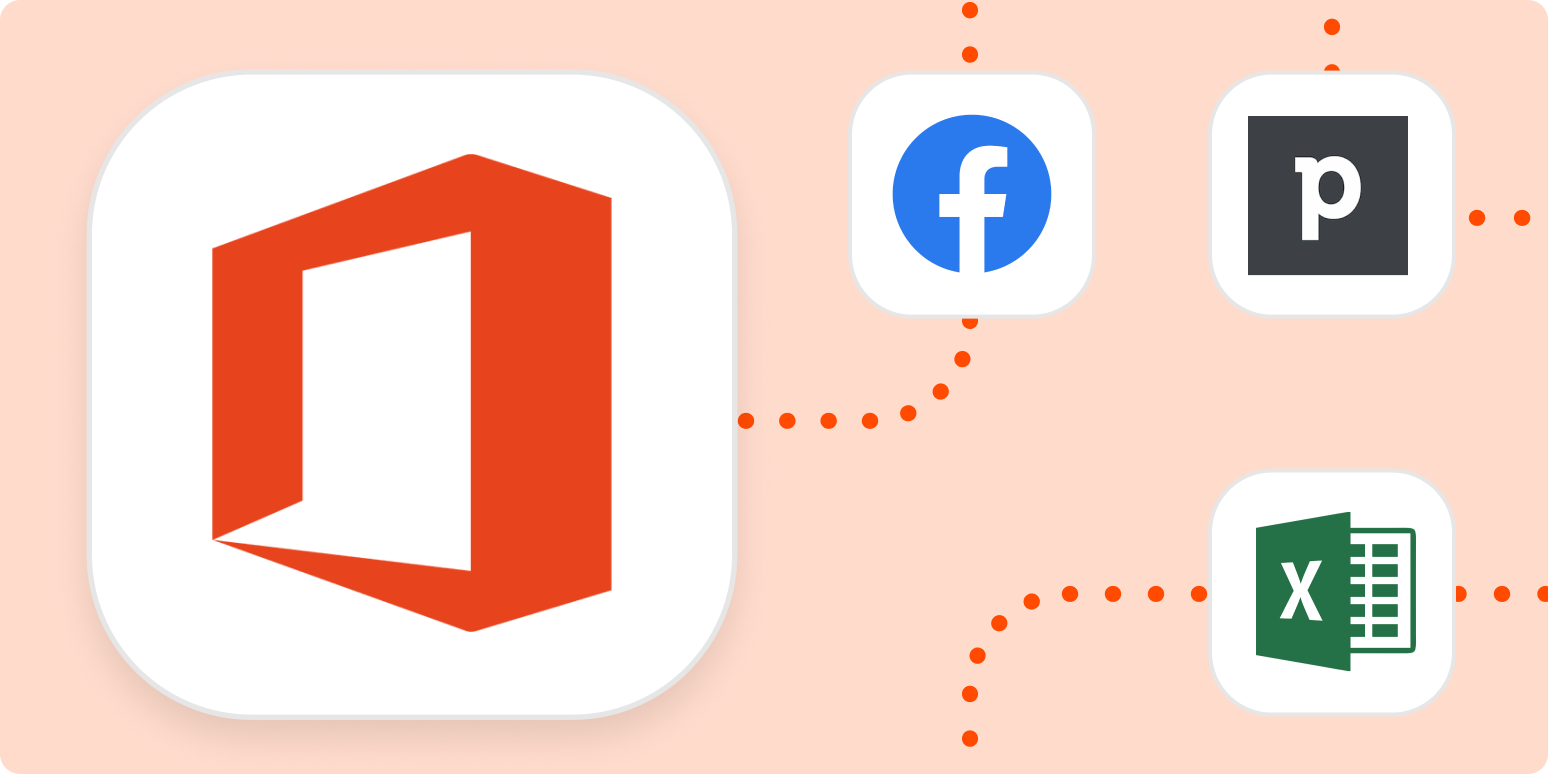 The logos for Microsoft Office 365 Facebook Pipedrive and Excel