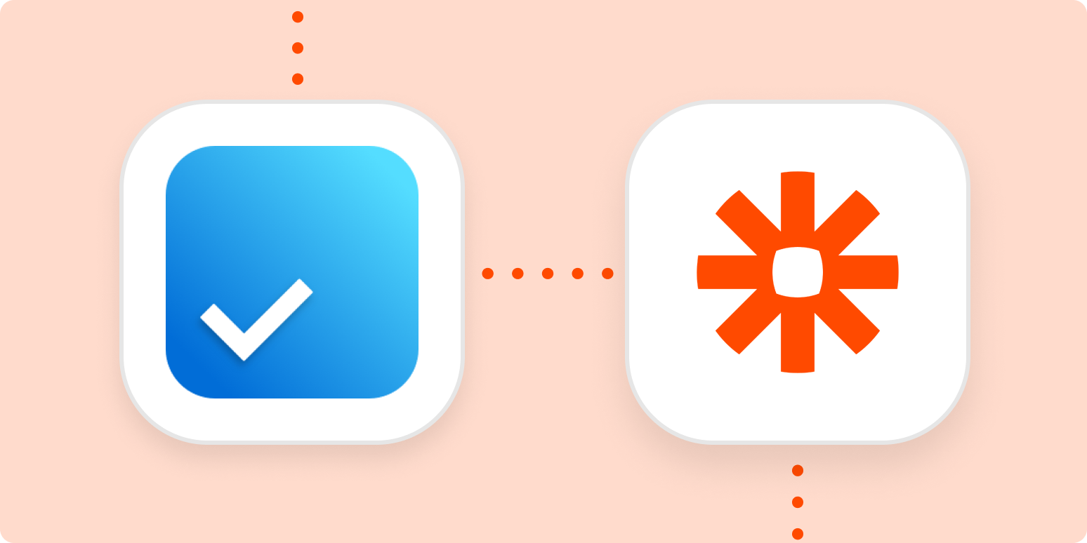 Anydo and Zapier logos on an orange background
