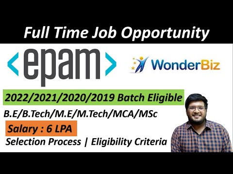 EPAM | WonderBiz off Campus 2022202120202019 | Salary 6 LPA | Jobs For Freshers 🔥🔥