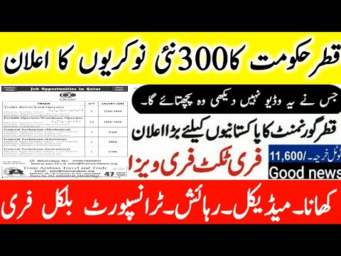 Latest Thousands Qatar Free visa jobs For Pakistani with high salary Online Apply