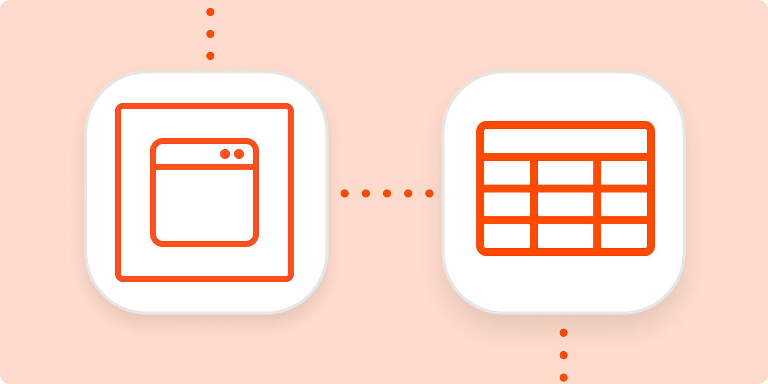 The Zapier Chrome Extension logo and an icon representing spreadsheets in white squares on an orange background