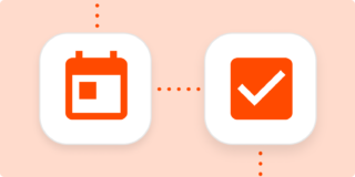 Icons representing a calendar and a completed task in white squares on a light orange background.