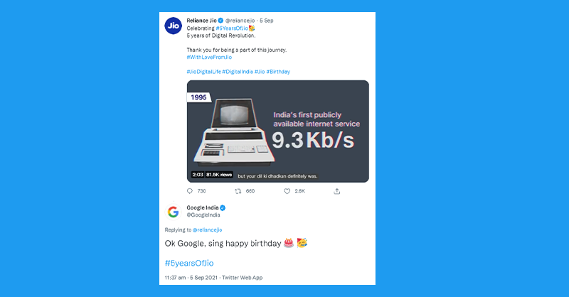Caselet How Jios 5 year anniversary Twitter campaign roped in brands as influencers