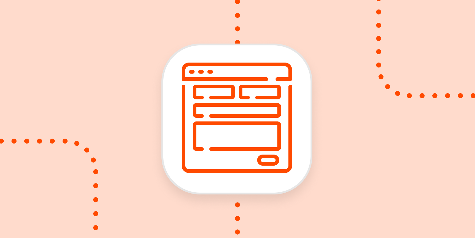 An icon of an online form in a white square on an orange background