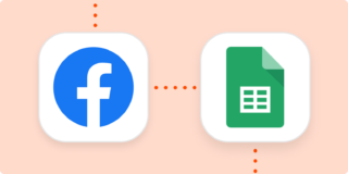 The logos for Facebook and Google Sheets.