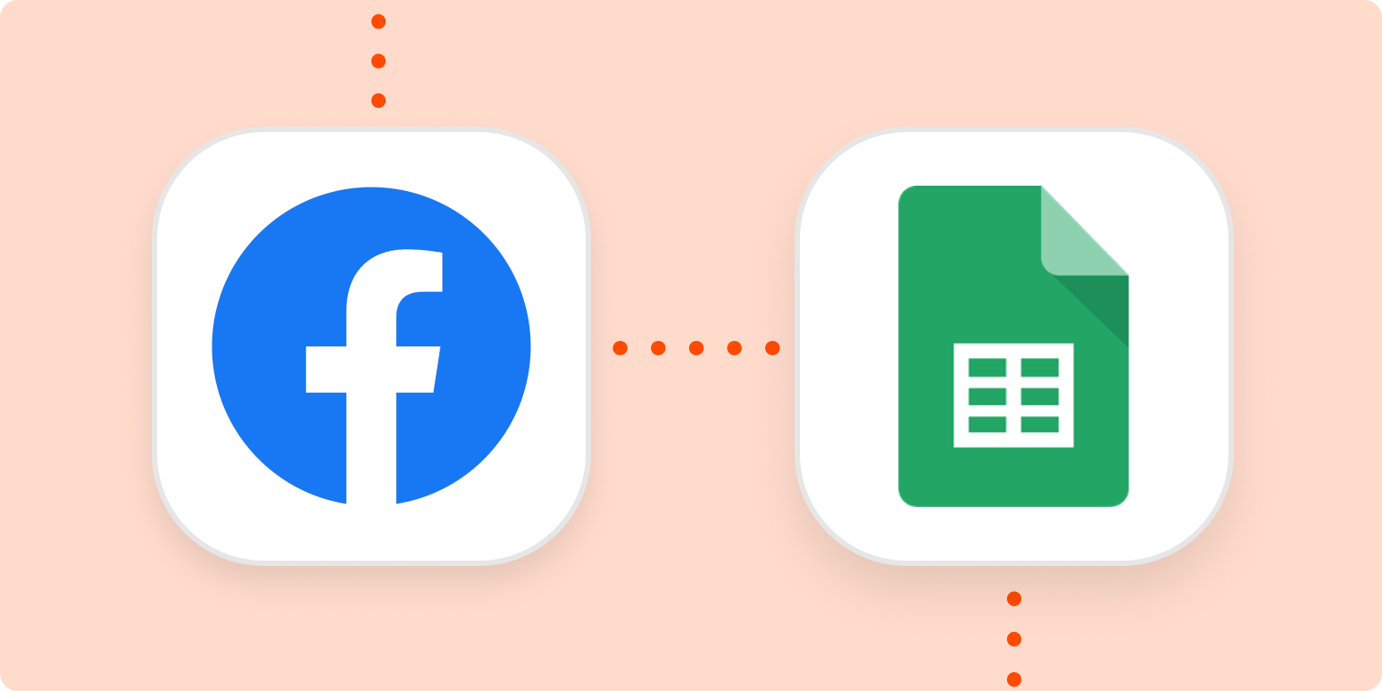 The logos for Facebook and Google Sheets