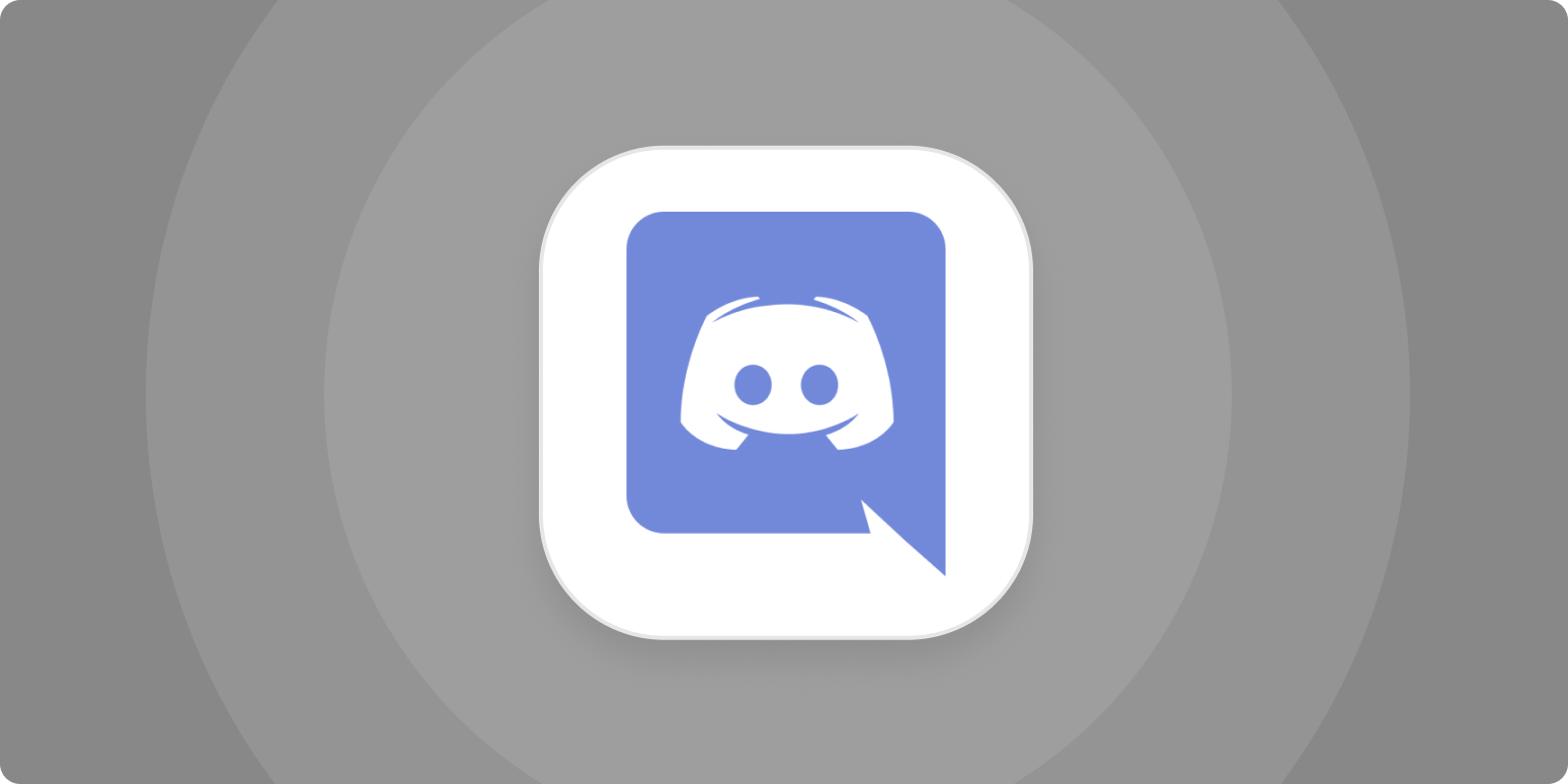 A hero image for Discord app tips with the Discord logo on a gray background
