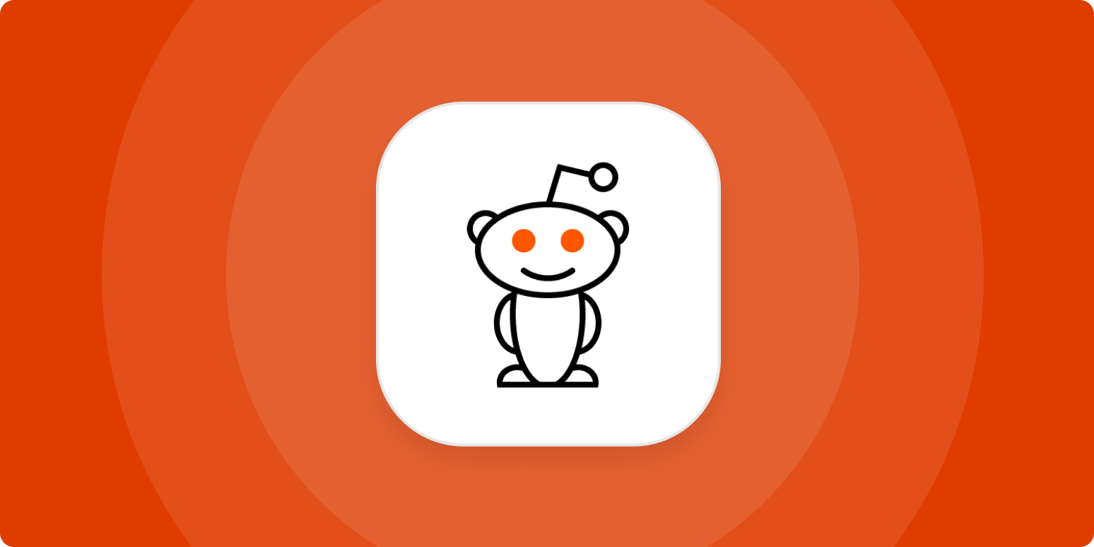 A hero image for Reddit app tips with the Reddit logo on a red background