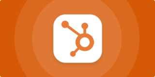 A hero image for HubSpot app tips with the HubSpot logo on an orange background