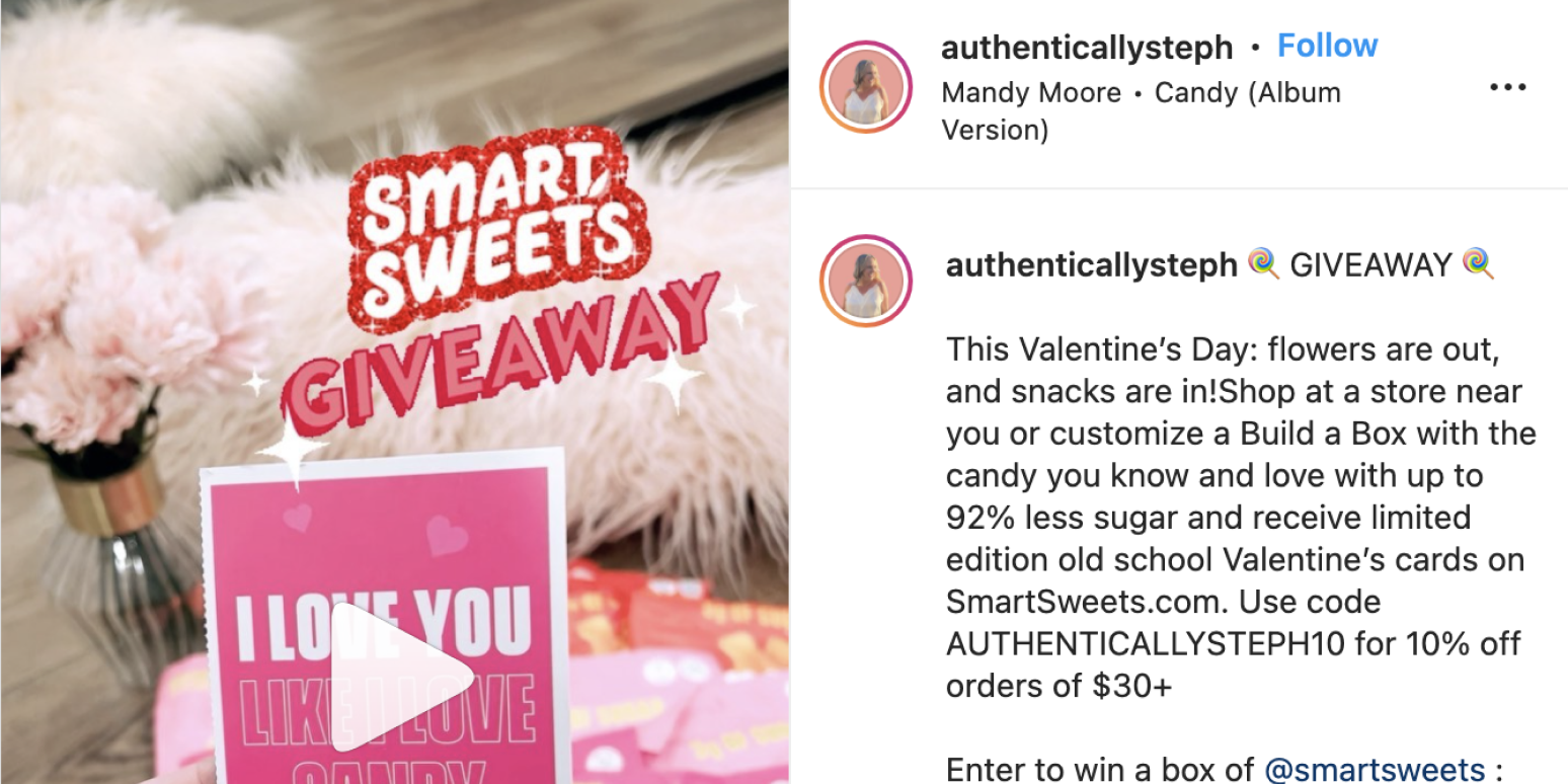 A hero image of an Instagram post by a micro influencer promoting a giveaway