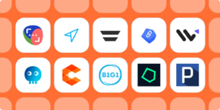 Latest app logos on an orange background