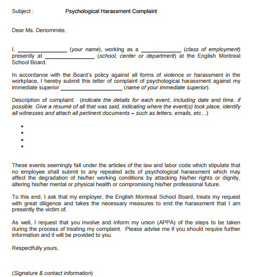 harassment complaint letter 04