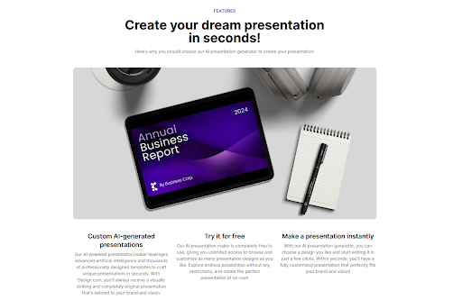 Design.com ai presentation maker