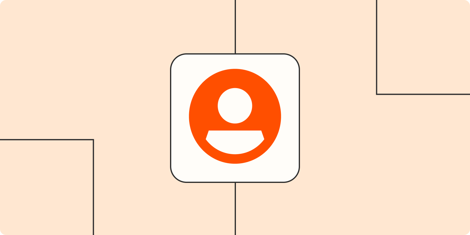 A hero image of an orange icon of a person on a light orange background