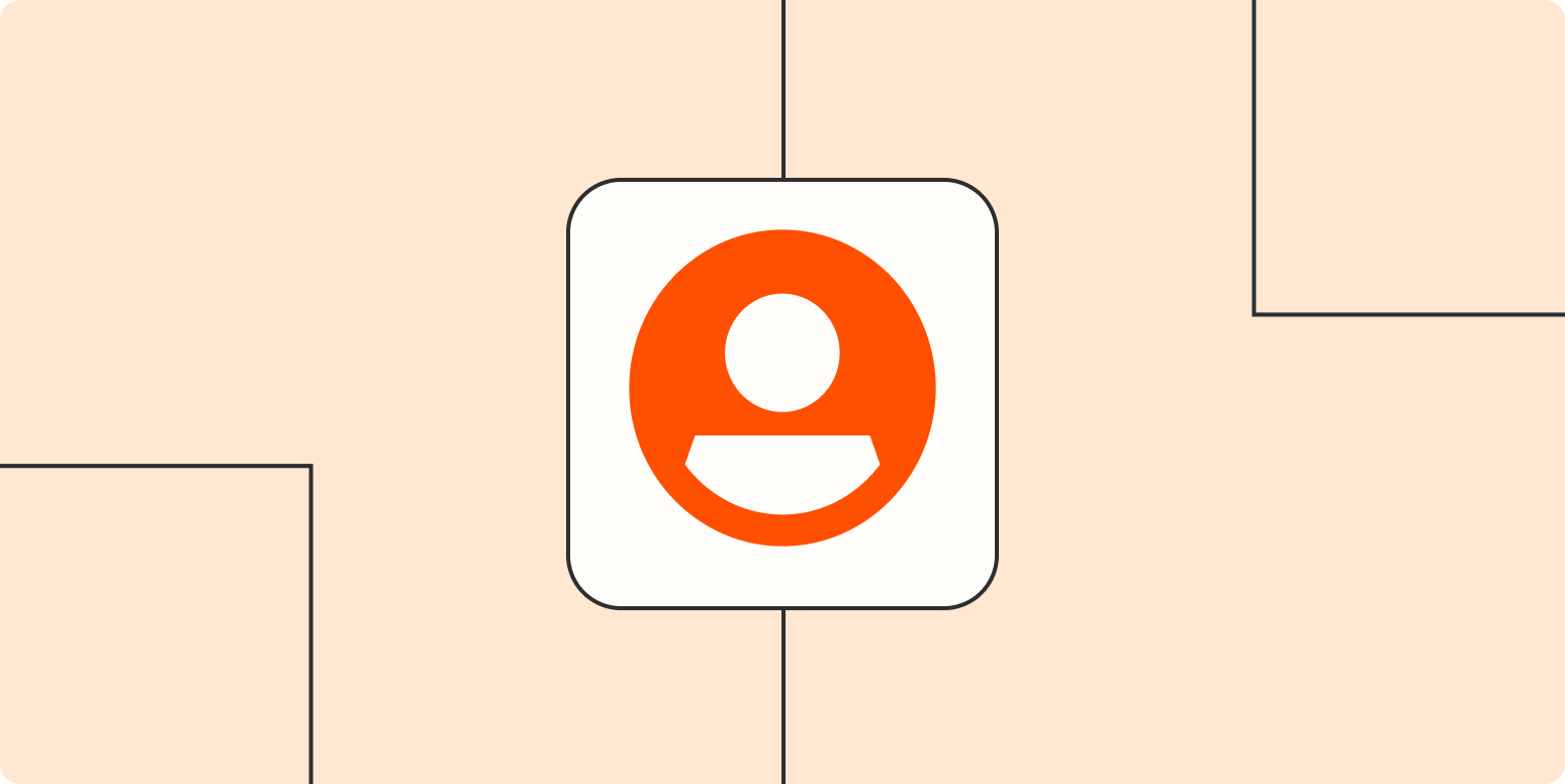 A hero image of an orange icon of a person on a light orange background.