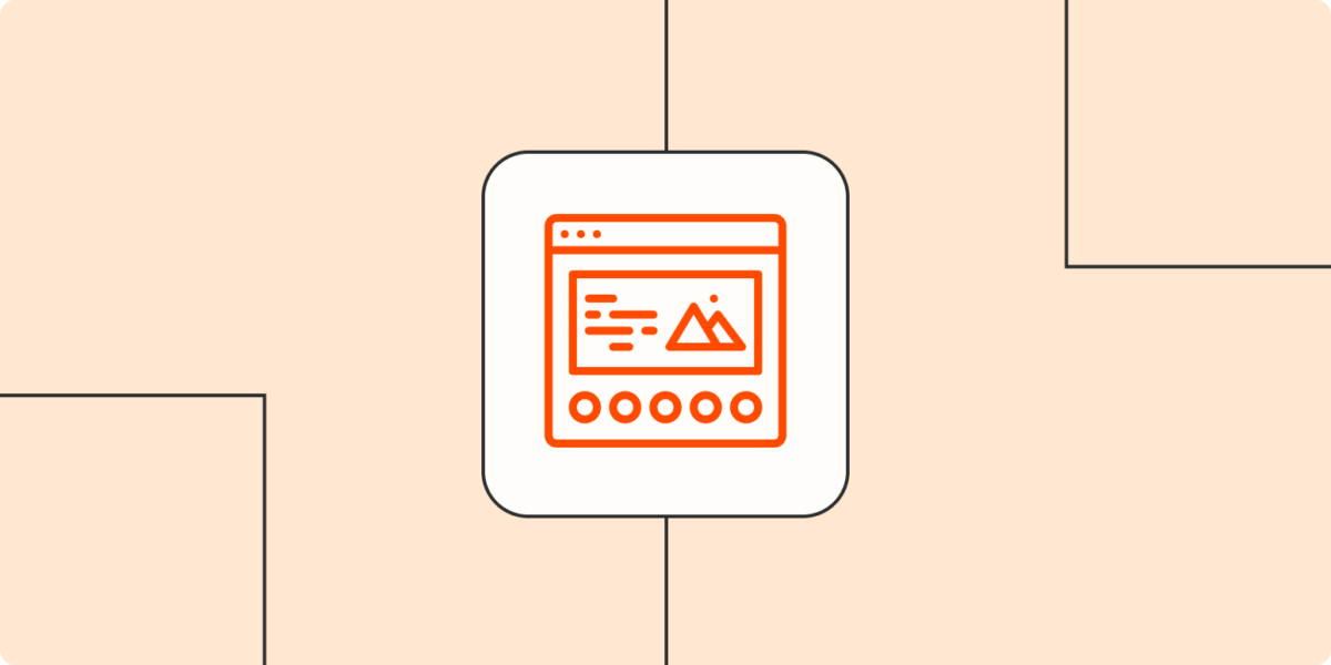 Hero image with an icon of a landing page or website