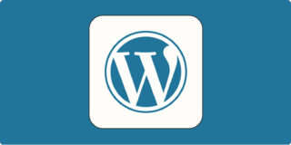 A hero image for WordPress app tips with the WordPress logo on a blue background