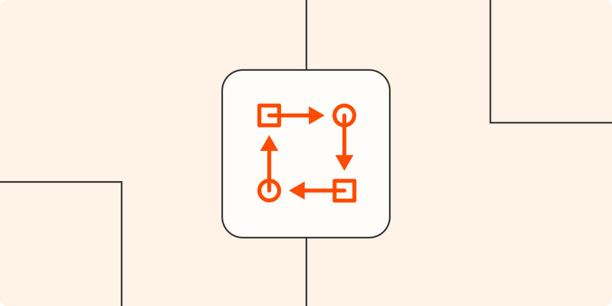 Hero image with a workflow or flowchart icon