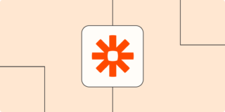 The Zapier logo in a white square on an orange background