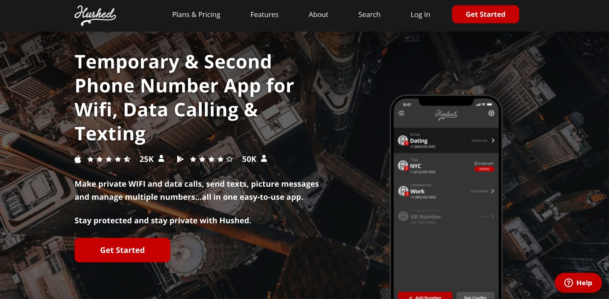 hushed private phone number app