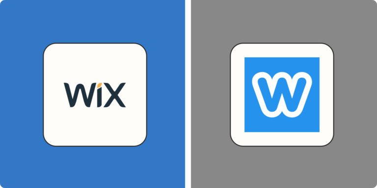 A hero image with the logos of Wix and Weebly
