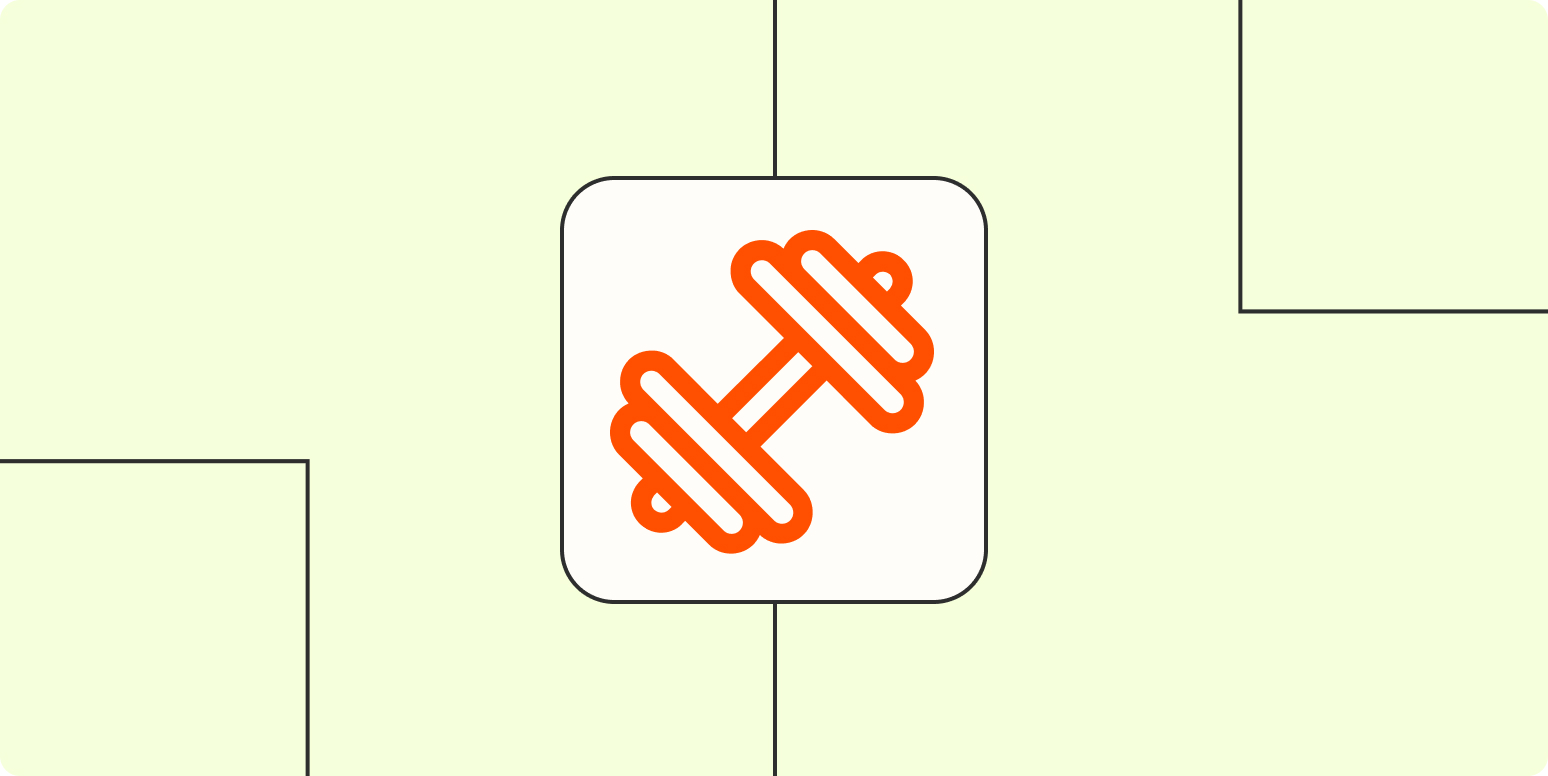 Hero image of an orange dumbbell on a light yellow background.