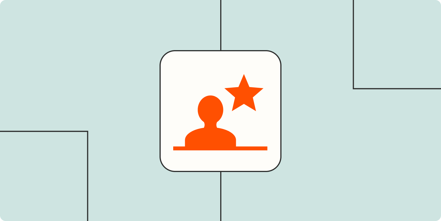 Hero image with an orange icon of a person with a star on a light blue background