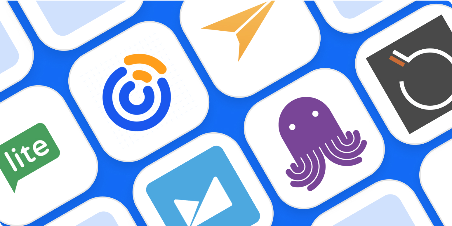 A hero image with the logos of the best email newsletter apps
