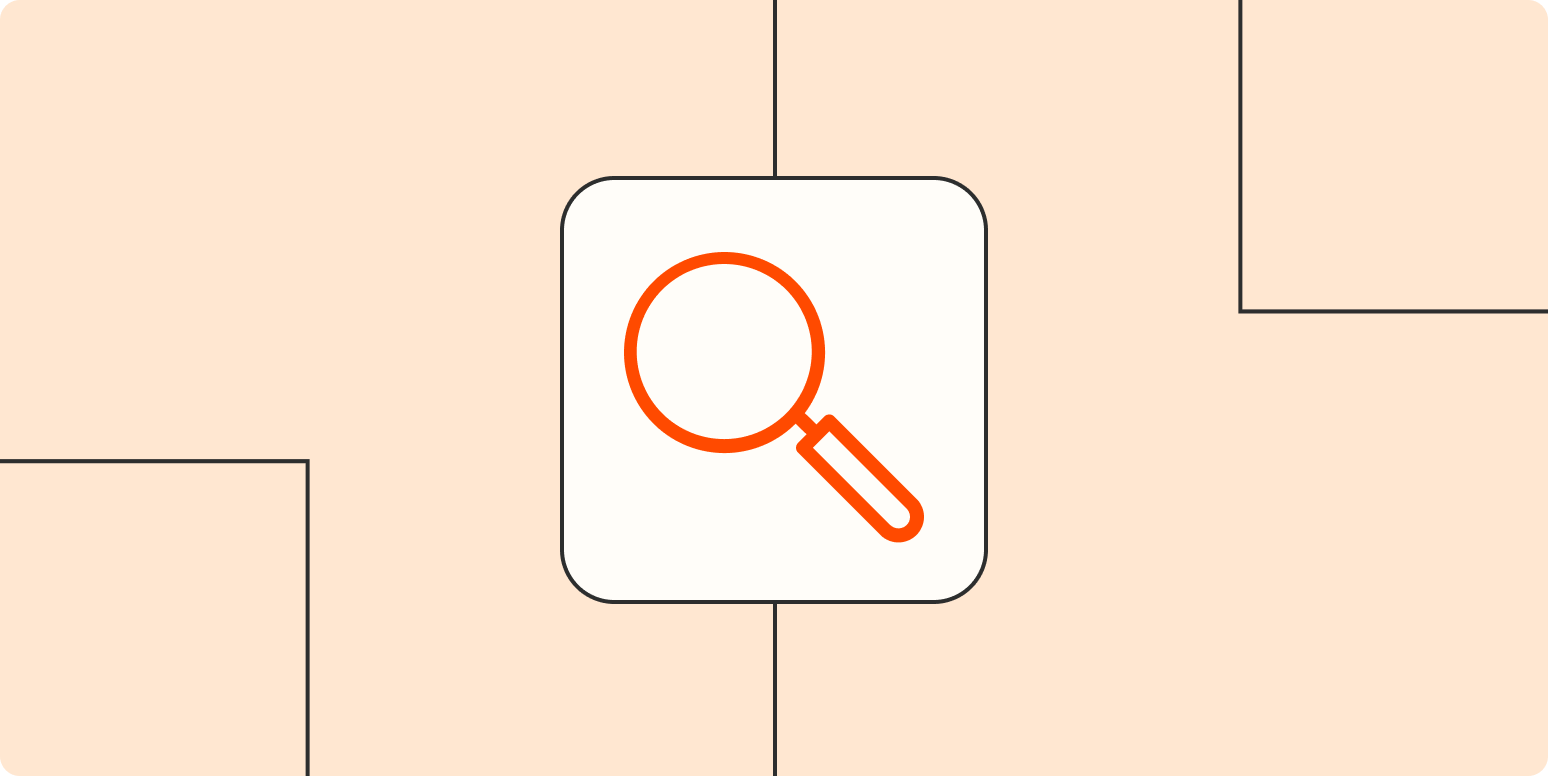 Hero image with an icon of a magnifying glass search