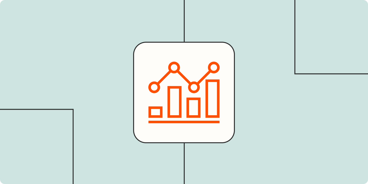 A hero image with an icon of a line graph / chart