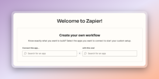 Hero image with a screenshot of Zapier on a colorful background
