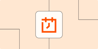 A simplified user interface design representing a portion of Zapier's platform. There's a vertical menu of platform options. At the top is a dominant orange button with text inside that reads 'Create Zap.' Beneath the button is a stack of menu icons to represent dashboard, Zaps, and Transfers.