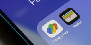 Google Pay and Apple Wallet payment apps displayed on a smartphone screen