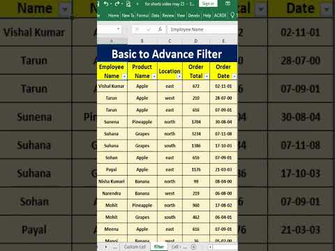 Basic to Advance filter command filter filtercopy aaetclasses exceltutorial exceltips2023
