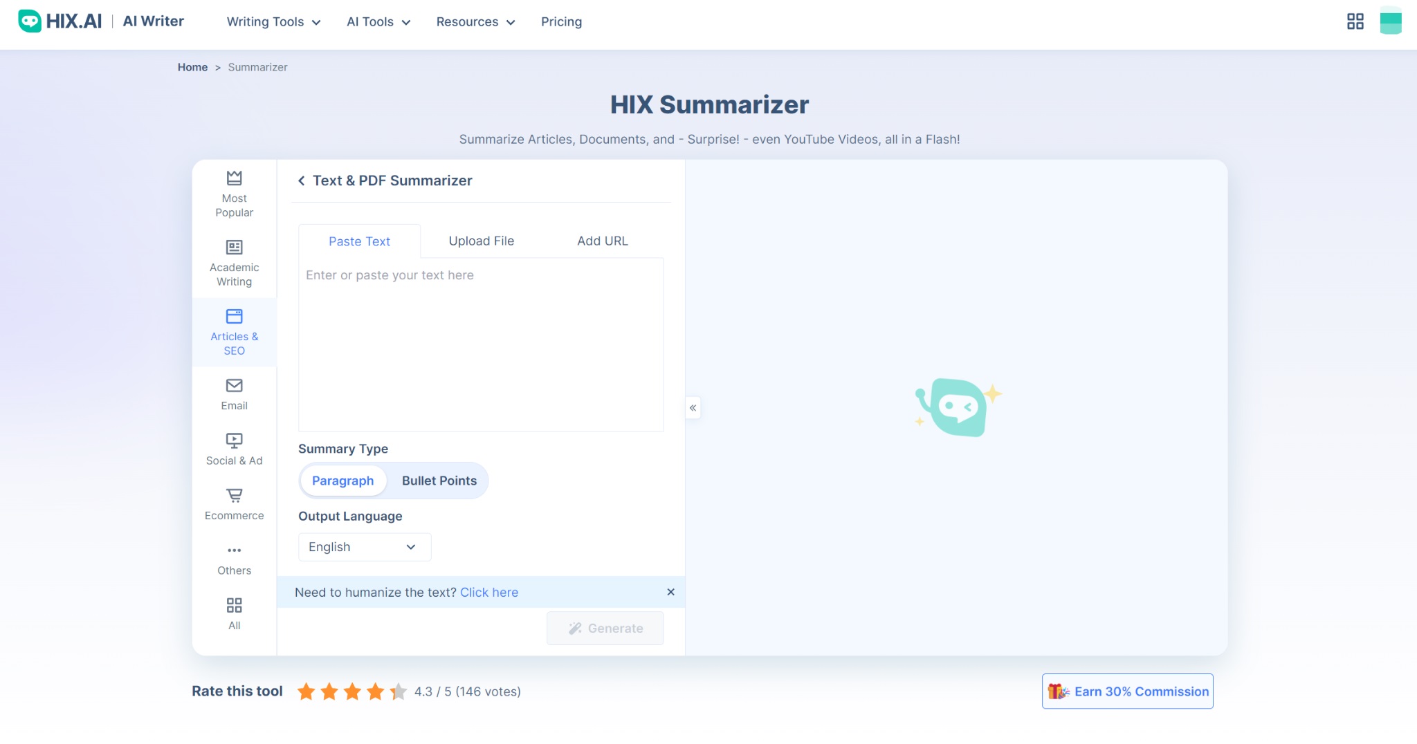 HIX Summarizer: Your Go-To AI Text Summarizer
