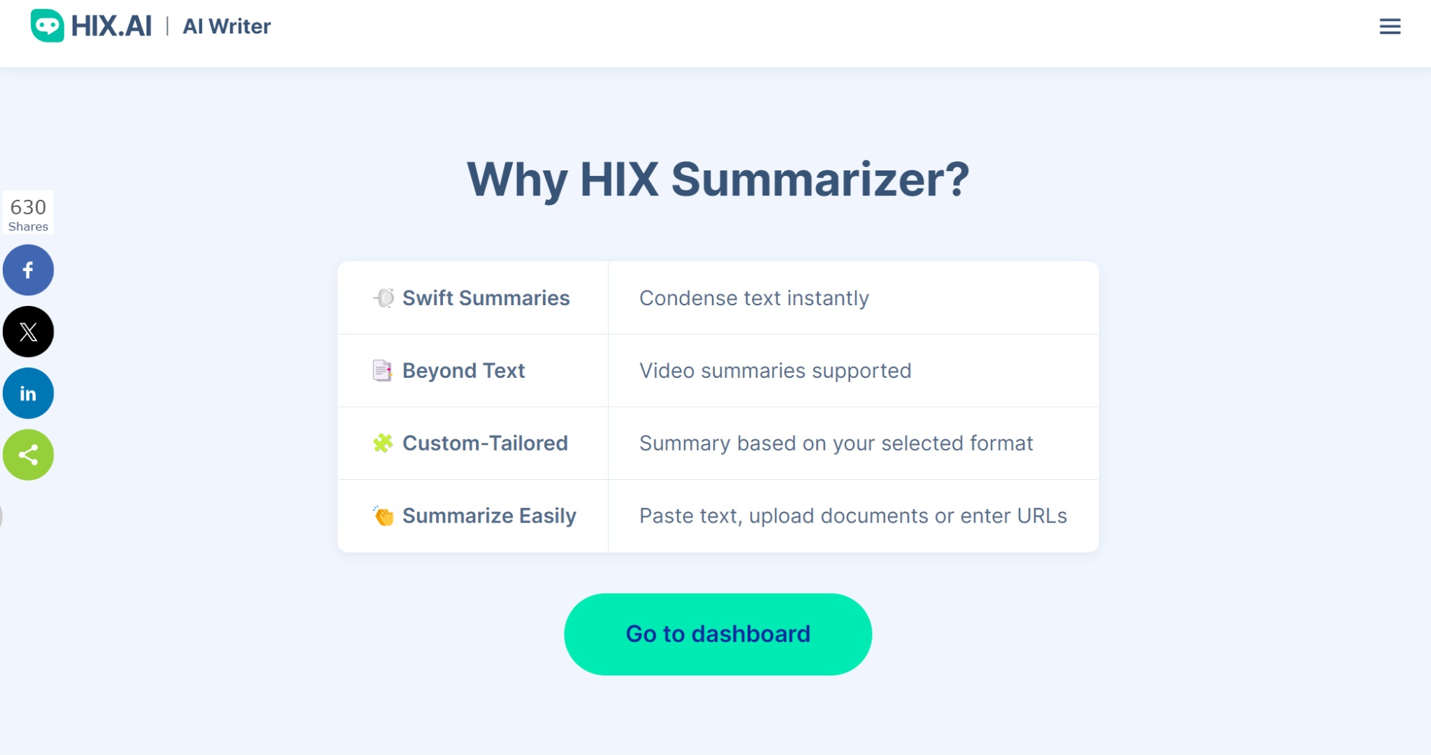 HIX Summarizer: Your Go-To AI Text Summarizer