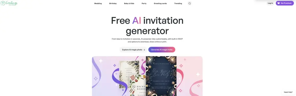 greetings island ai invitation generator
