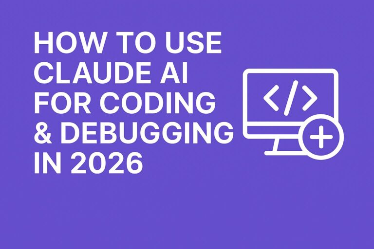 Claude AI coding and debugging guide 2026 – developer workflow illustration
