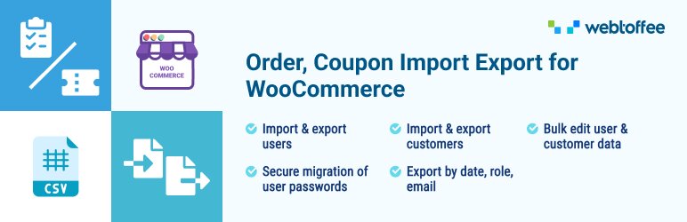 Order, couponn import woocommerce