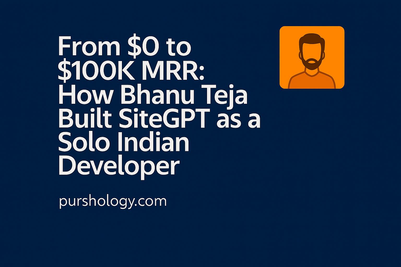 From $0 to $100K MRR: How Bhanu Teja Built SiteGPT as a Solo Indian Developer (2026 Case Study)