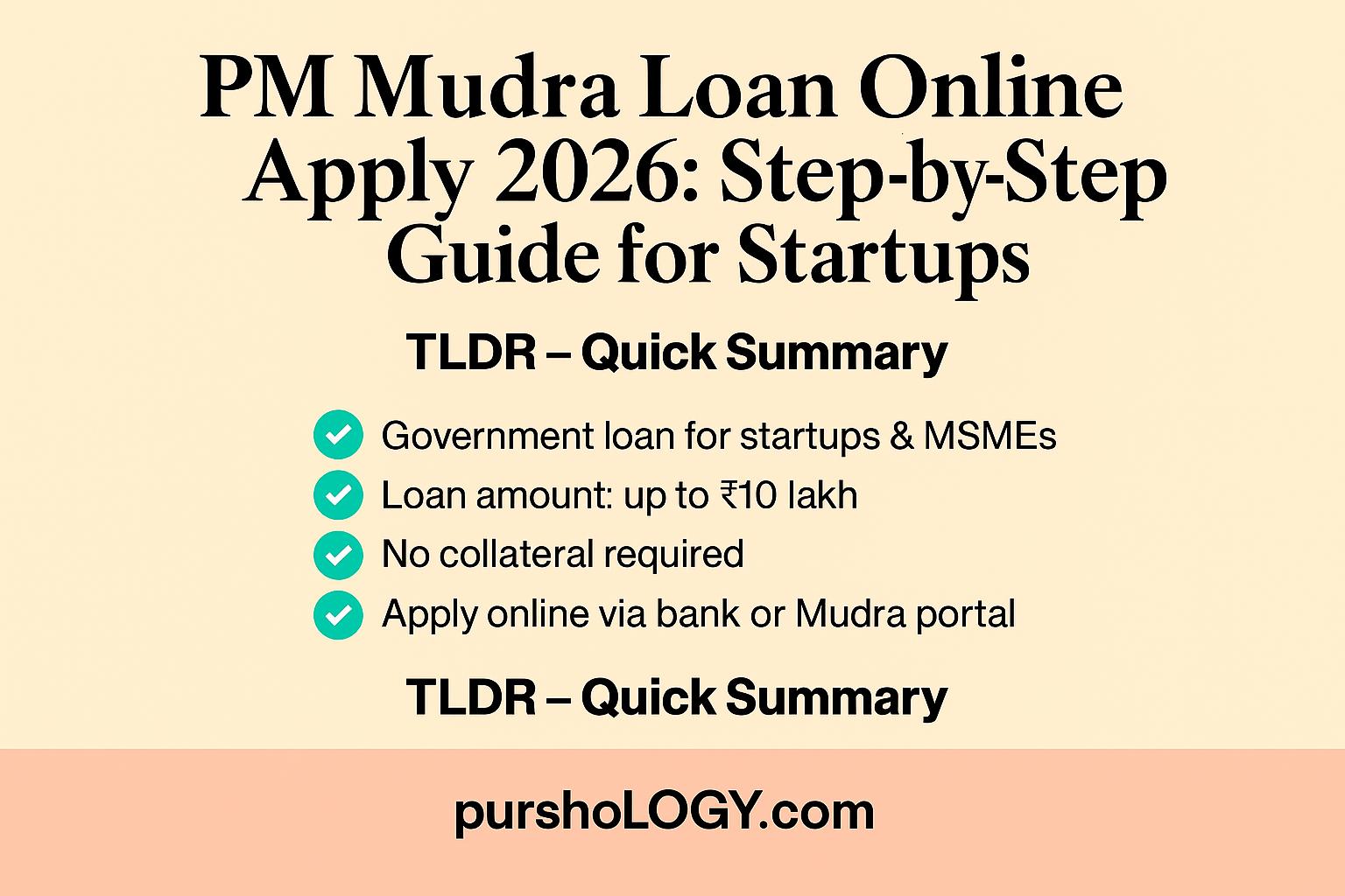PM Mudra Loan Online Apply 2026: Step‑by‑Step Guide for Startups