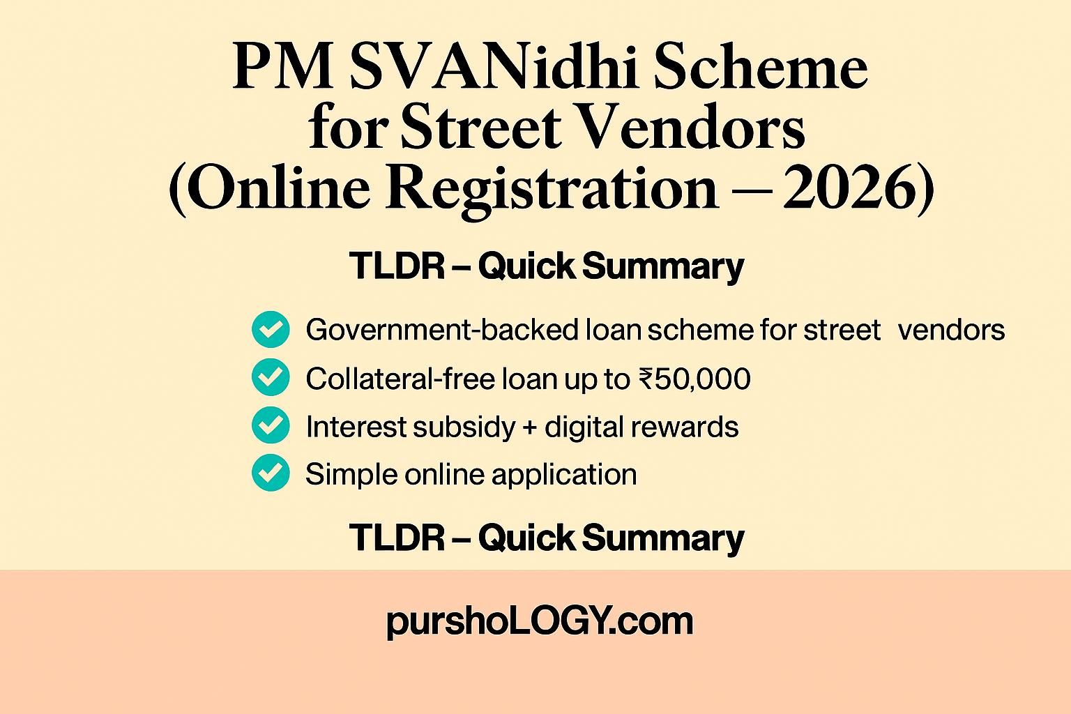 PM SVANidhi Scheme for Street Vendors (Online Registration Guide – 2026)