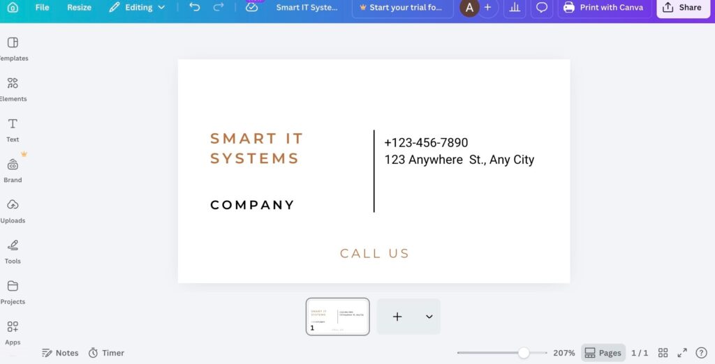 Canva Visiting Card marker