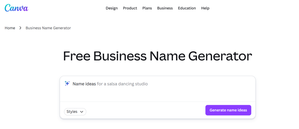 canva free business name generator