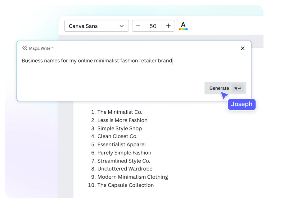 canva ai business name generator