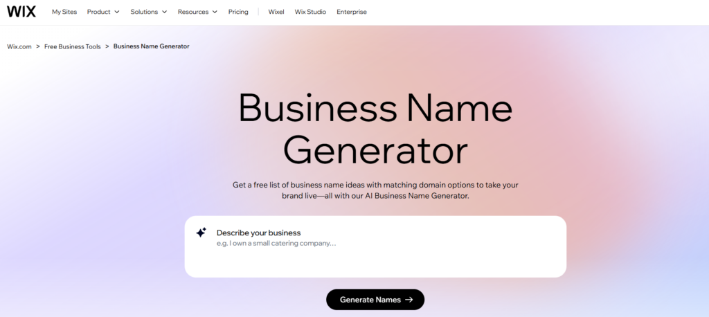 wix ai business name generator